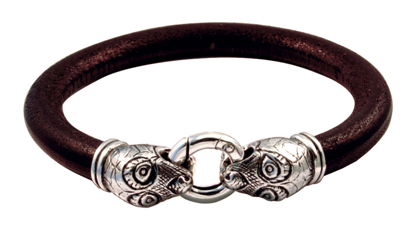 Viking Bracelet with heavy leatherband. | MUSEUMS KOPI SMYKKER